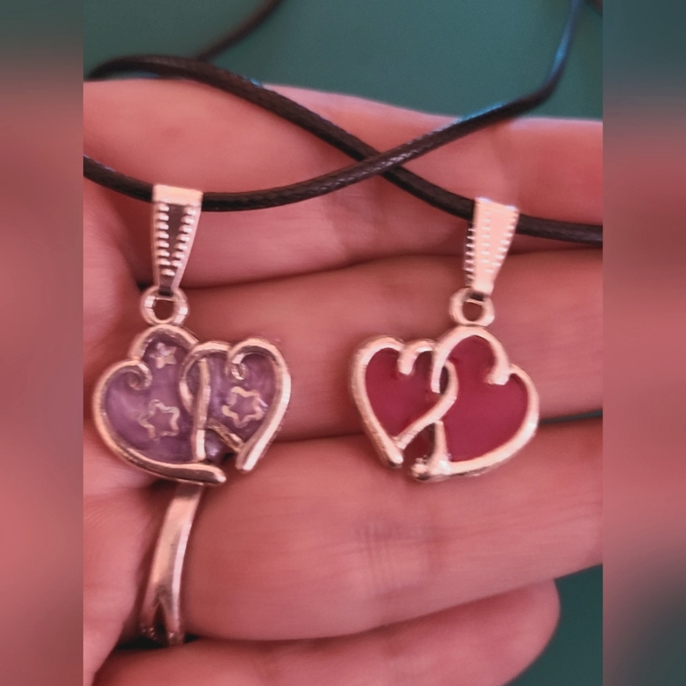 2 Double Heart Necklaces